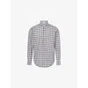 Eleventy Mens Blue Check-pattern Regular-fit Cotton Shirt In Blue