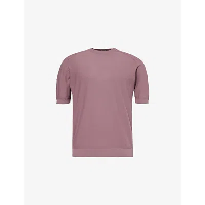 Eleventy Mens Crew-neck Short-sleeves Cotton-knit T-shirt Malva Xxl
