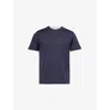 Eleventy Mens Crewneck Layered-design Cotton-jersey T-shirt Blue Light Grey