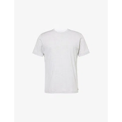 Eleventy Mens Light Grey White Crewneck Layered-design Cotton-jersey T-shirt