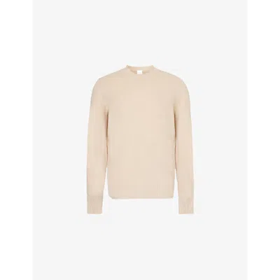 Eleventy Mens Camel Crewneck Long-sleeve Wool And Cashmere Jumper