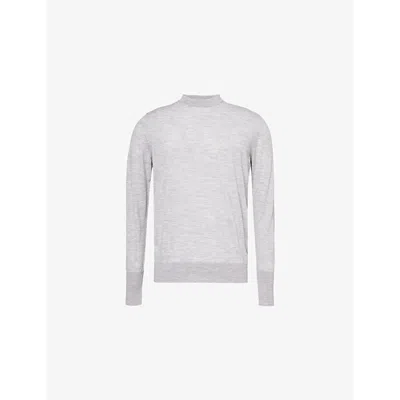 Eleventy Mens Crewneck Long-sleeve Wool Jumper Light Melange Gray