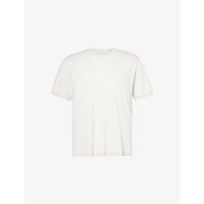 Eleventy Mens Sand Crewneck Short-sleeve Cotton-blend T-shirt