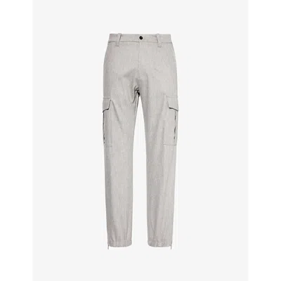 Eleventy Mens Flap-pocket Tapered-leg Regular-fit Wool-blend Trousers Light Melange Gray