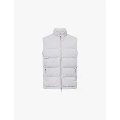 Eleventy Mens High-neck Shell-down Puffer Gilet Azzurro In White