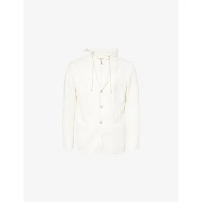Eleventy Mens White And White Hooded Notch-lapels Linen-cotton Blazer