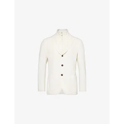 Eleventy Mens Internal-panel Single-breasted Regula-fit Stretch-cotton Blend Blazer Sand