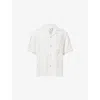 Eleventy Mens White Notched-collar Patch-pocket Linen Shirt Xl