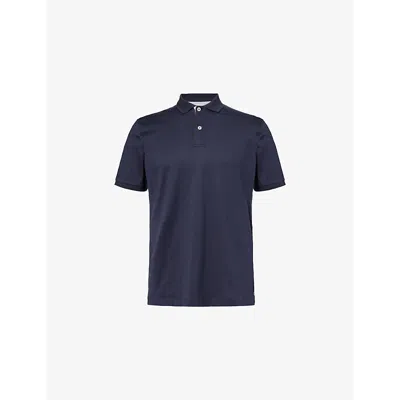 Eleventy Mens Regular-fit Short-sleeve Cotton Polo Shirt New Blue