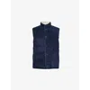 Eleventy Mens  Reversible Suede Regular-fit Leather-down Gilet In Blue, Sand