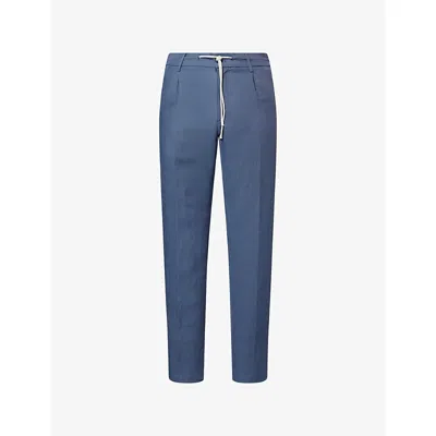 Eleventy Mens Royal Blue Slim-leg Jogger Linen Trousers