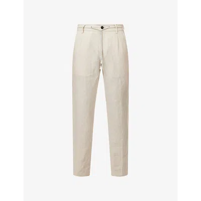 Eleventy Mens Sabbia Slim-leg Jogger Linen-blend Trousers In Neutral