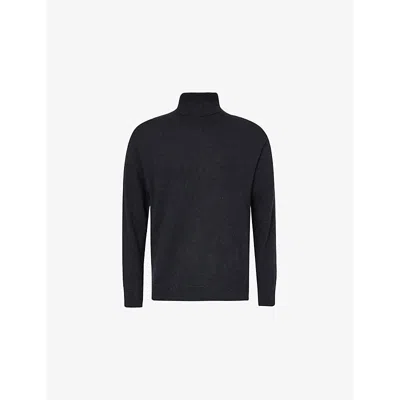 Eleventy Mens Black Turtle-neck Long-sleeve Wool Jumper