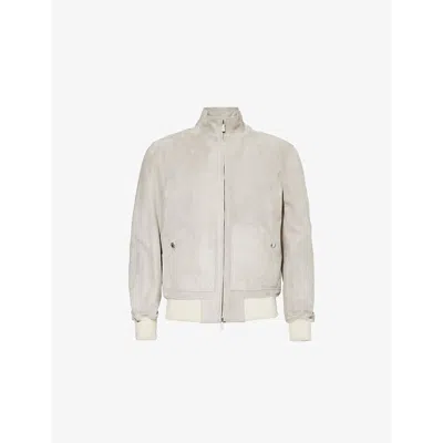 Eleventy Mens Two-buttoned-pockets Suede Regular-fit Leather Jacket Grey