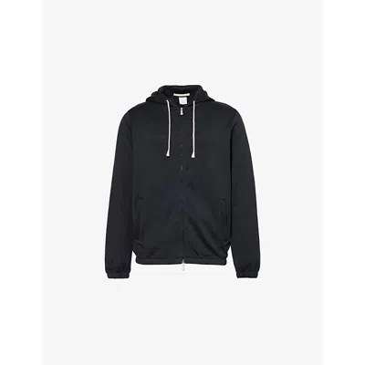 Eleventy Mens Two-zip-pockets Elasticated-trims Cotton-blend Hoody Nero