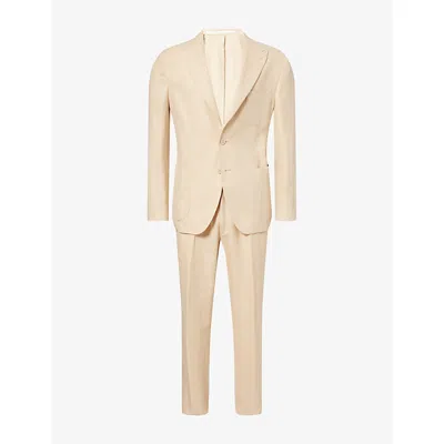 Eleventy Mens Coriandolo Zegna Linen-silk Drawstring Suit In Neutral