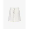 Eleventy Mens Embroidered Drawstring Linen Shorts White In White