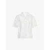 Eleventy Mens Flower-print Camp-collar Linen And Cotton Shirt Light Melange Gray Xxl In Light Melange Gray