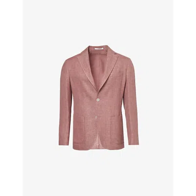 Eleventy Mens  Notch-lapel Single-breasted Linen And Wool-blend Jacket In Grape