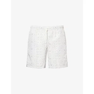Eleventy Mens Gray Floral-print Regular-fit Swim Shorts