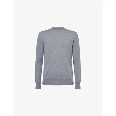 Eleventy Mens Crewneck Long-sleeves Wool Jumper Gray / Sand / White Xxl