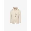Eleventy Mens Camel Hooded Single-breasted Silk-blend Blazer In Brown