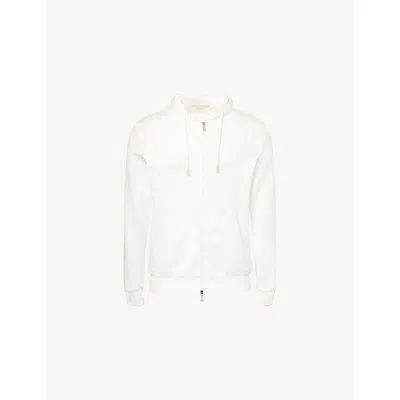 Eleventy Mens Ivory Hooded Long-sleeve Cotton-jersey Hoody In White