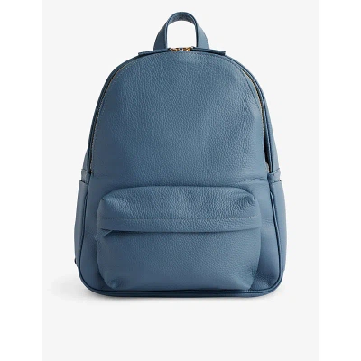 Eleventy Mens Light Blue Zip-pocket Leather Backpack