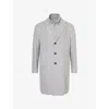 Eleventy Mens Light Melange Gray Bib Notched-collar Cashmere-silk Blend Overcoat In Gray