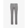 Eleventy Mens Light Melange Gray Drawstring Tapered-leg Stretch-wool Trousers In Gray