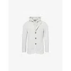Eleventy Mens Hooded Herringbone Stretch-woven Blazer Light Melange Gray