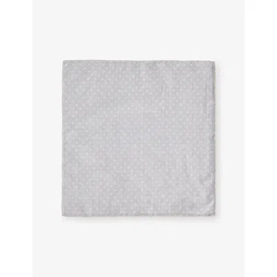 Eleventy Mens Light Melange Gray Polka-dot Cotton And Wool Pocket Square