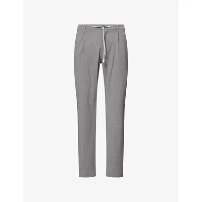 Eleventy Mens Light Melange Gray Regimental Tapered-leg Wool Blend Trousers