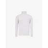 Eleventy Mens Light Melange Gray Roll-neck Ribbed Cashmere Jumper Xl In White