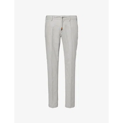 Eleventy Mens Light Melange Grey Drawstring-waistband Tapered-leg Wool And Cashmere-blend Trousers