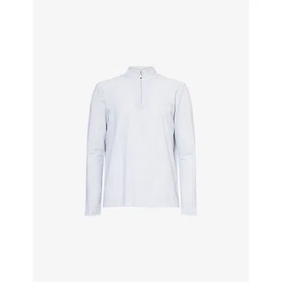 Eleventy Mens Golf Quarter-zip Stretch-woven Top Light Melange Grey Xxl
