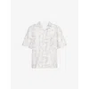 Eleventy Mens Floral Graphic-print Short-sleeved Linen-cotton Shirt Malva In Malva