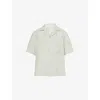 Eleventy Mens Classic-collar Topstitched Linen Shirt Military Green Xxl In Military Green