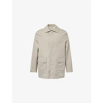 Eleventy Mens Military Green Field Classic-collar Cotton And Silk-blend Jacket In Gray
