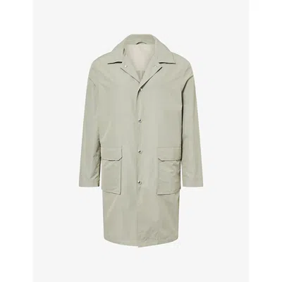 Eleventy Mens Military Green Hooded Patch-pocket Waterproof Trench Coat
