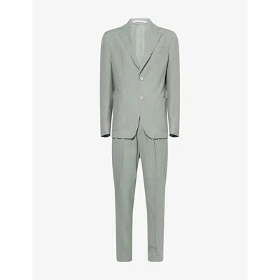 Eleventy Mens  Notch-lapels Tapered-leg Wool, Silk And Linen Suit In Gray