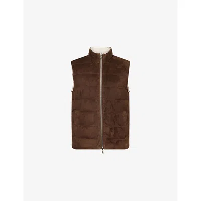 Eleventy Mens Moro E Sabbia Reversible Sleeveless Cable-knit Gilet In Brown