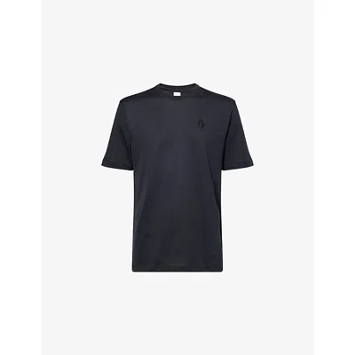 Eleventy Mens Nero Embossed-logo Relaxed-fit Cotton T-shirt Xl In Black