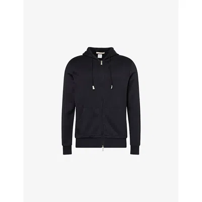 Eleventy Mens Nero Hooded Long-sleeve Cotton-jersey Hoody In Black