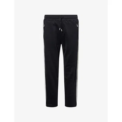 Eleventy Mens Nero Striped-tape Relaxed-fit Cotton-jersey Joggers Xxl In Black