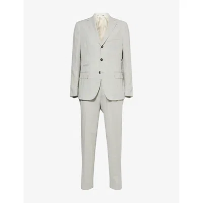 Eleventy Mens Notch-lapels Tapered-leg Wool-blend Suit Light Melange Gray
