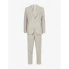 Eleventy Mens Sand Notch-lapels Tapered-leg Wool, Silk And Linen Suit In Neutral