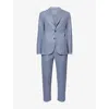 Eleventy Mens Denim Notched-lapel Pinstriped Wool-blend Suit In Blue