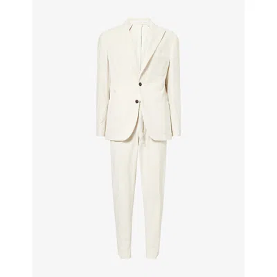 Eleventy Mens Ivory Notched-lapel Straight-leg Corduroy Suit In White