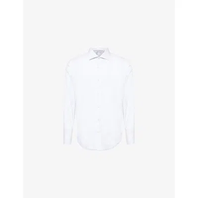 Eleventy Mens White Pointed-collar Long-sleeve Cotton Shirt